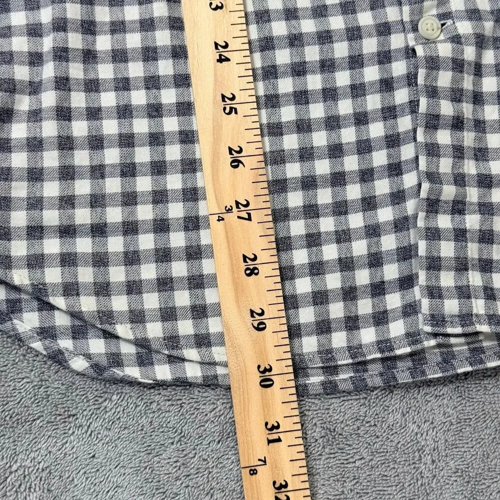 Banana Republic Luxe Flannel Shirt Men's M Tall Gray Gingham Camden Fit